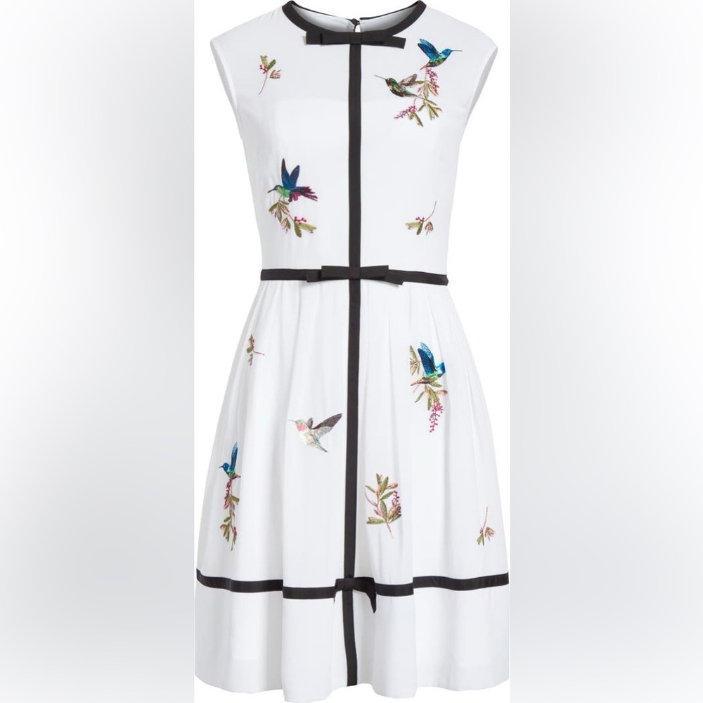 Ted Baker bow detail Hummingbird Embroidered dress - Picture 1 of 9